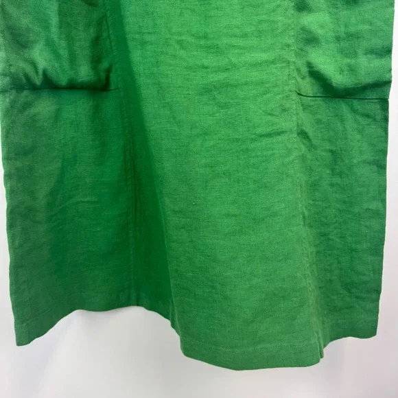 Seasalt Cornwall Painting Class Dress Green 100% Linen Midi Pocket Shift US 8 - Picture 6 of 14
